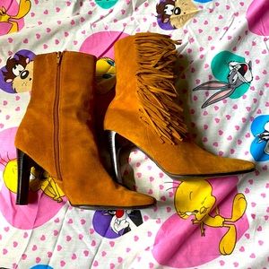 Tan suede calf boots